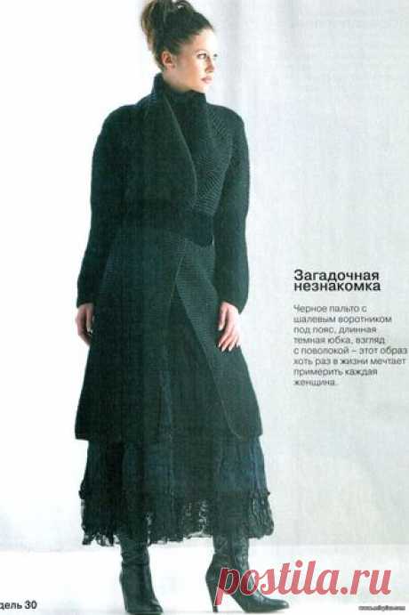 вязаное пальто с шалевым воротником, вязание, спицы, рукоделие, MirPiar.com, Модели со схемами и узорами
