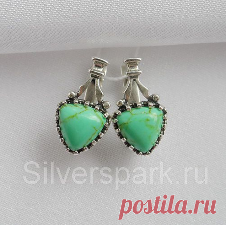 Серебряные серьги с бирюзой. Цена 1300 руб.