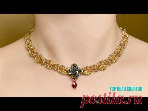 How to make beaded necklace, Bicone Teardrop and Seed Beads