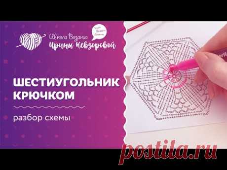 Шестиугольник крючком | Вязание крючком | Как научиться вязать крючком