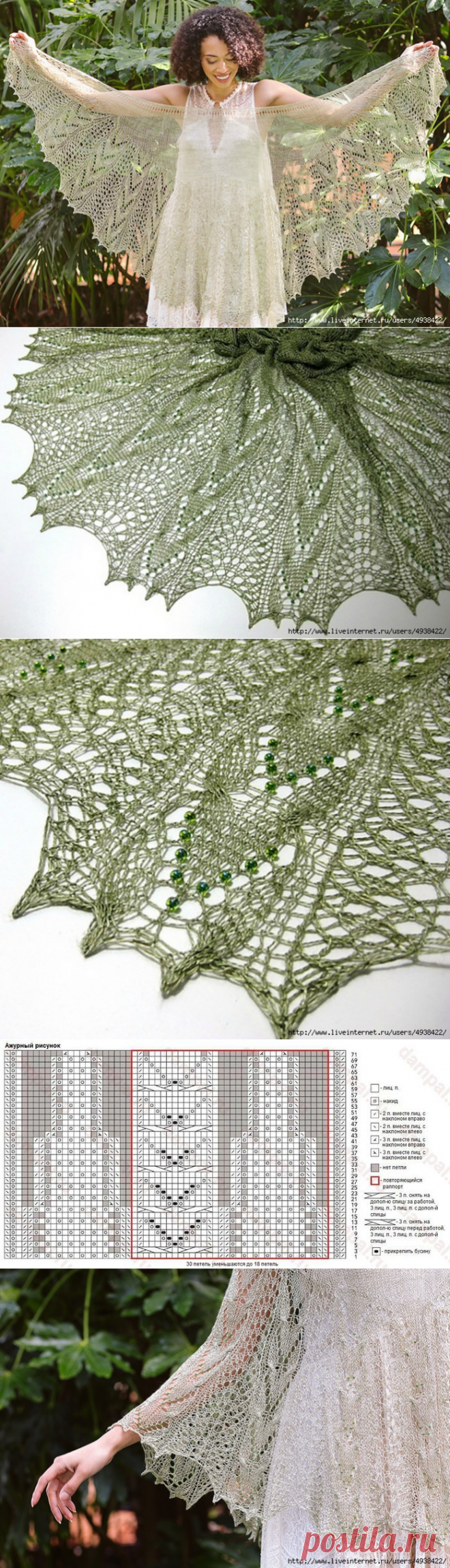 Нежная ажурная шаль "Titania’s Shawl" от Susanna IC.