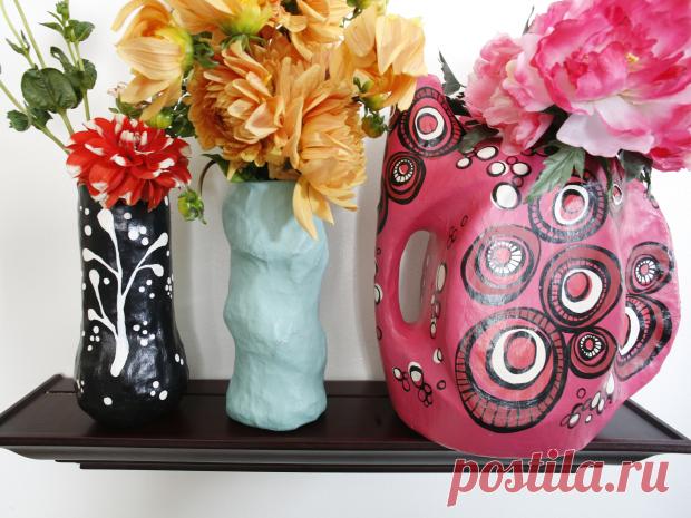 Разнообразные вазы из папье маше — Делаем руками