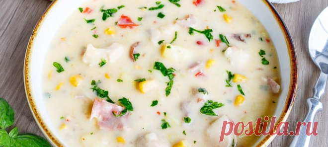 СЫРНЫЙ ЧАУДЕР С КУРИЦЕЙ И КУКУРУЗОЙ