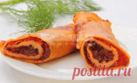 Блины на томатном соке закусочные, с красной икрой - рецепт с  | Все Блюда