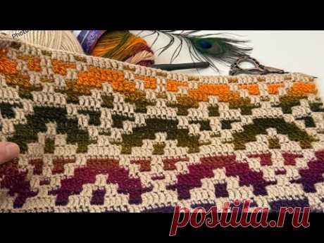Узор Барджелло Знакомство с техникой мозаики крючком #crochet #bargello #diy #mosaic
