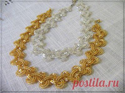 Изящное колье из бисера(бисероплетение,мастер-класс,бижутерия)