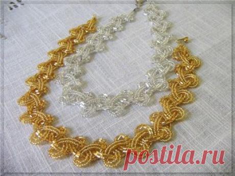 Изящное колье из бисера(бисероплетение,мастер-класс,бижутерия)
