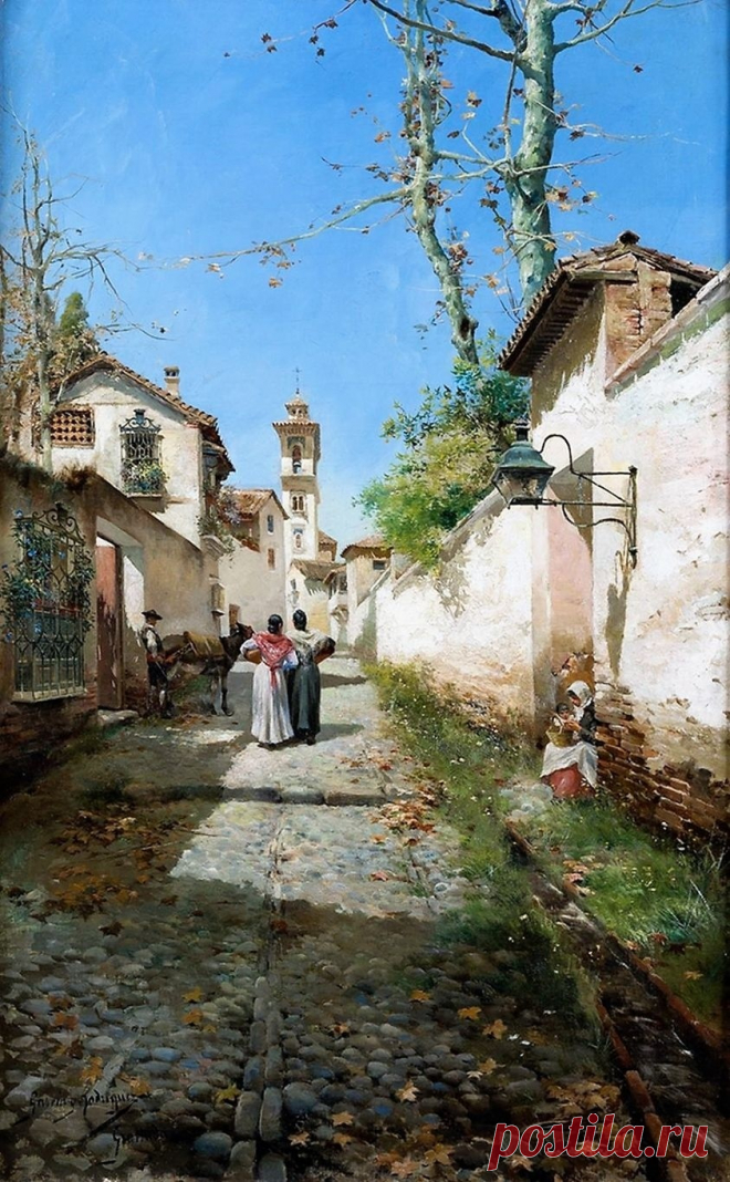 Художник Мануэль Гарсия-и-Родригес (Manuel Garcia y Rodriguez, 1863-1925).
«Улица в Гранаде».