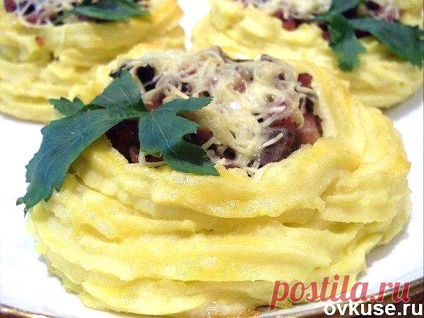корзиночки из картофельного пюре с грибным фаршем. - Простые рецепты Овкусе.ру