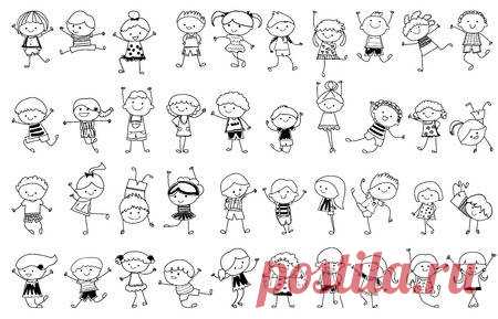 drawing sketch - Group of kids 123RF - Миллионы стоковых фото, векторов, видео и музыки для Ваших проектов.