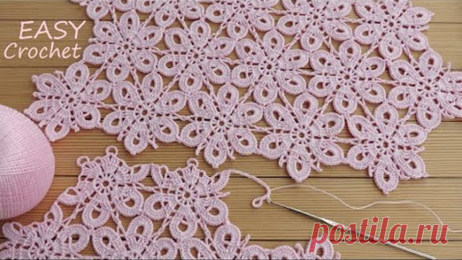 ЦВЕТОЧНЫЙ УЗОР без отрыва нити!!! Очень просто! ВЯЗАНИЕ КРЮЧКОМ SUPER EASY Pattern flowers Crochet