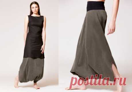Vintage Black Cotton Drill Womens Harem Pants Royal от MichalRomem