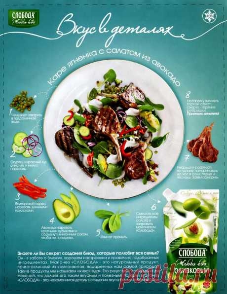 Каре ягненка с салатом из авокадо