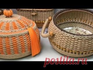 Как сделать корзинку из тарелки и веревки своими руками