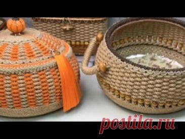 Как сделать корзинку из тарелки и веревки своими руками