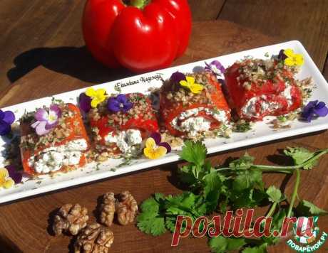 Запеченные перцы с сырной начинкой – кулинарный рецепт