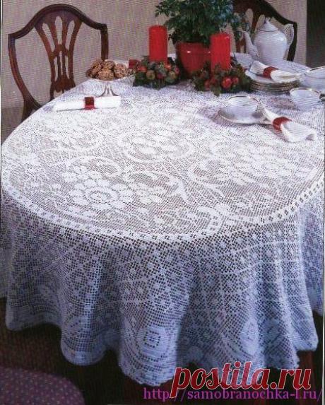 Две скатерти с розами в филейной технике | САМОБРАНОЧКА - сайт для рукодельниц, мастериц