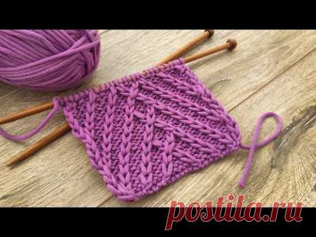 Узор «Рыбий хвост» спицами с переплетениями по центру 🐟 «Fishtail» knitting pattern - YouTube