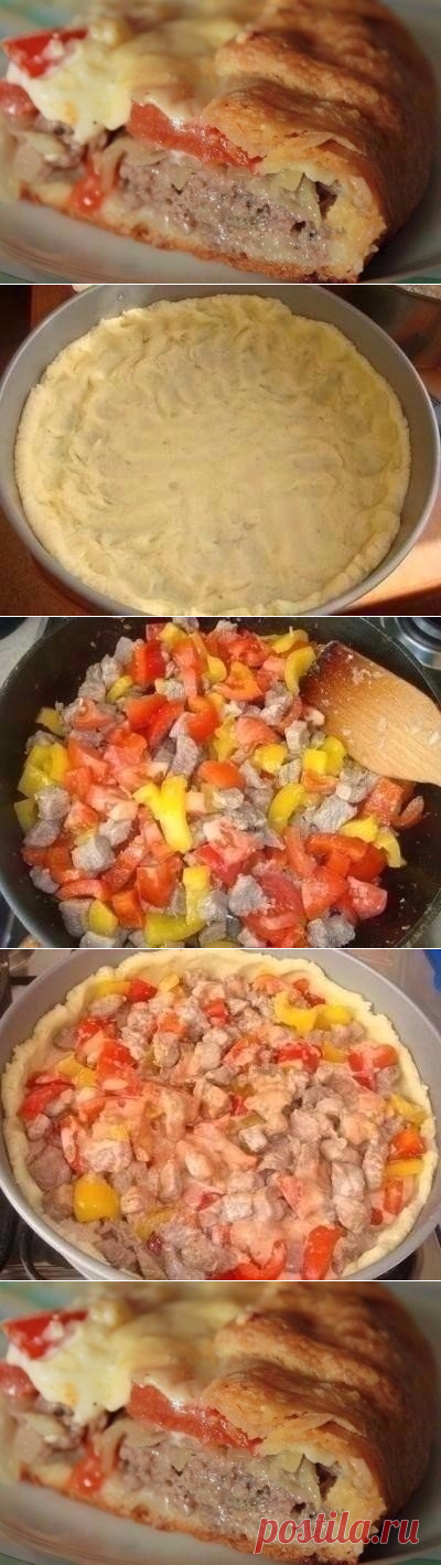 Открытый мясной пирог с картофельным тестом