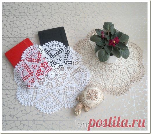 Небольшие ажурные салфетки крючком, схема