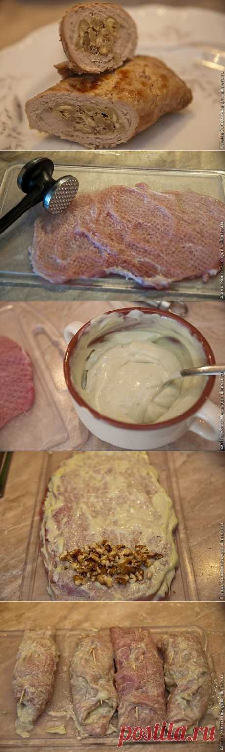 Свиные рулетики, фаршированные орехами / Рецепты с фото