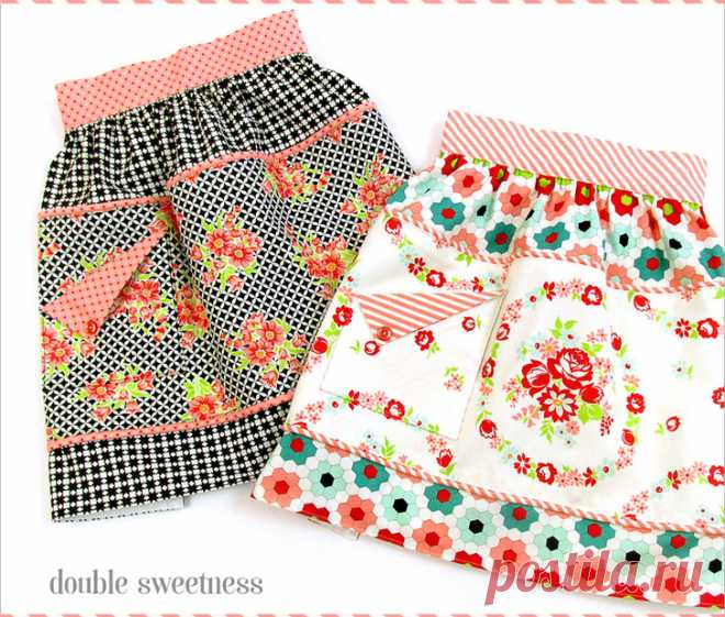 Sweet Half Apron with Piping and Flap Pocket: In Handmade by Bonnie & Camille | Sew4Home
