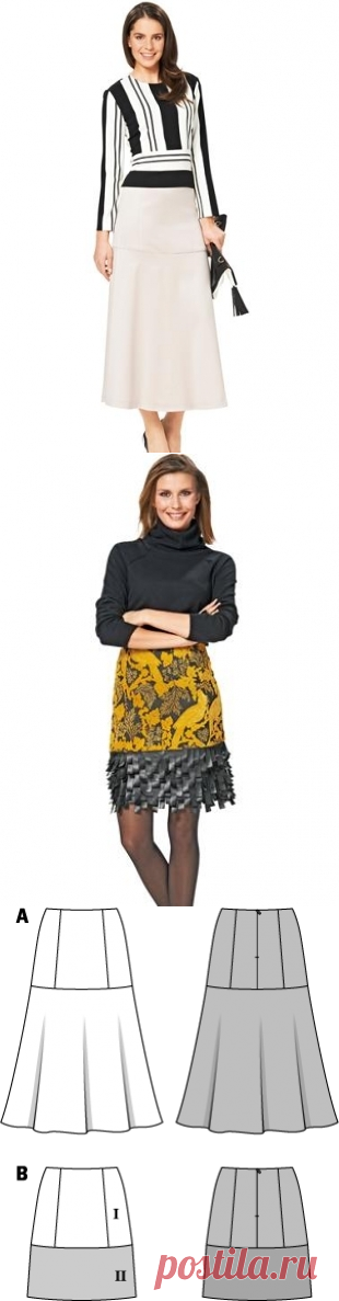 Юбка расклешенного силуэта - выкройка № 6699 из журнала 14/2015/2016 Каталог Burda – выкройки юбок на Burdastyle.ru