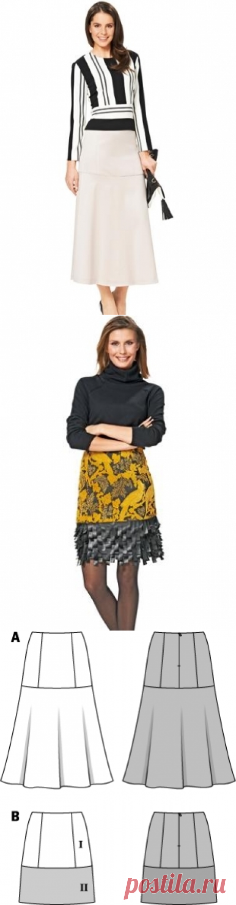 Юбка расклешенного силуэта - выкройка № 6699 из журнала 14/2015/2016 Каталог Burda – выкройки юбок на Burdastyle.ru