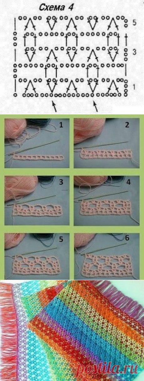 Узор "соты" для вязаного палантина из категории Интересные идеи – Вязаные идеи, идеи для вязания