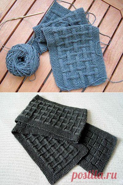 Мужской шарф спицами