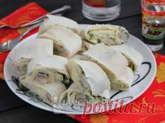 Рулет из лаваша с селедкой — рецепт с фото