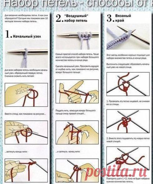 Варианты набора петель Варианты набора петельЕсли какой-то из вариантов не выходит, не печальтесь: их десять.