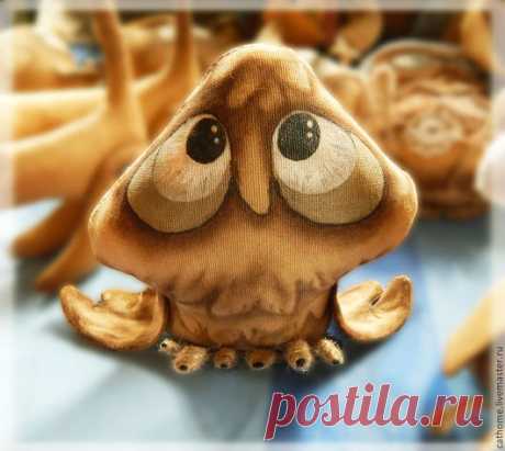 Купить Кофейная сова Счастьюшко - коричневый, сова, птица, кофейная игрушка, ароматизированная игрушка, хлопок
