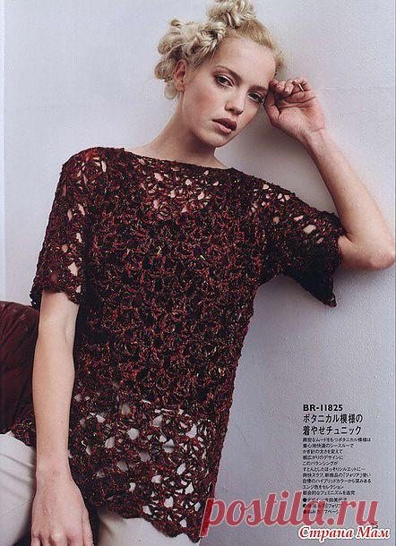 Ажурный пуловер с короткими рукавами. Крючок.: Дневник группы "ВЯЗАНАЯ МОДА+ ДЛЯ НЕМОДЕЛЬНЫХ ДАМ" - Страна Мам