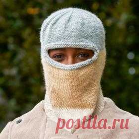 Балаклава спицами узором в полоску