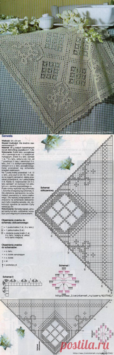 ФИЛЕЙНАЯ САЛФЕТКА &quot;РОМБЫ В КВАДРАТЕ&quot;