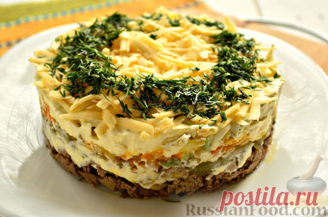 Рецепт: Салат из куриной печени и моркови на RussianFood.com
