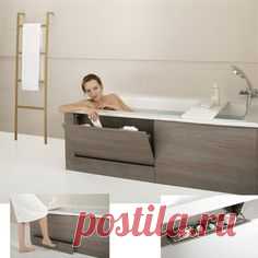 En plus d'être ergonomique et confortable, cette baignoire offre également des solutions de rangements astucieux, toujours utiles dans une salle de bains. Sous la baignoire, une marche-tiroir escamotable avec stries antidérapantes et roulettes autobloquantes facilite l'accès.