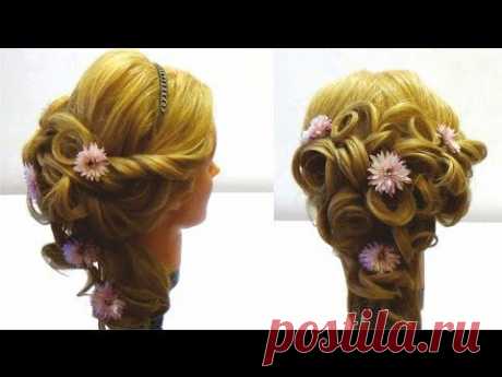 Свадебная прическа с живыми цветами.Видео урок.Wedding haircut - YouTube