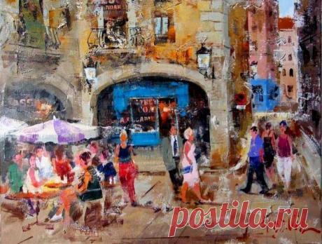 Водоворот городской жизни. Художник Josep Costa Vila
