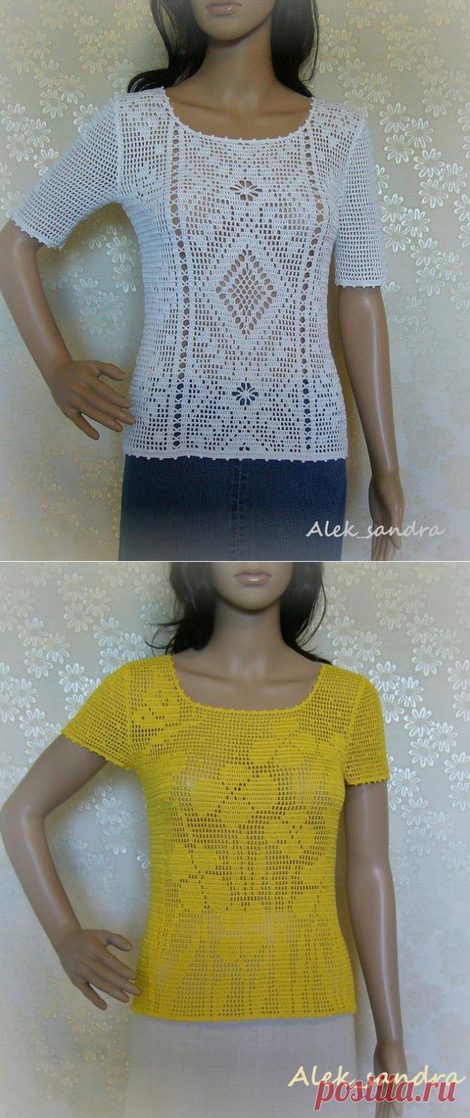 Топы филейной вязкой от Alek sandra. Крючком. Схемы. / Обсуждение на LiveInternet - Российский Сервис Онлайн-Дневников