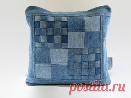 Джинсовая подушка для обложки 14 x 14 Декоративная подушка для обложки Upcycled