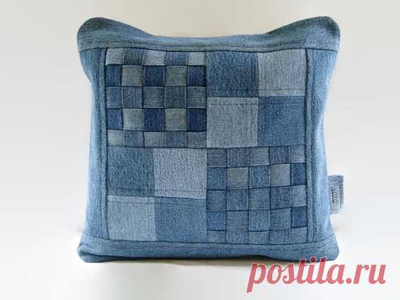 Джинсовая подушка для обложки 14 x 14 Декоративная подушка для обложки Upcycled