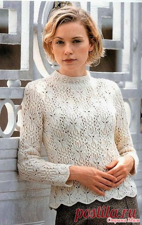 Пуловер с узором"БАБОЧКИ". Спицы. - ВЯЗАНАЯ МОДА+ ДЛЯ НЕМОДЕЛЬНЫХ ДАМ - Страна Мам