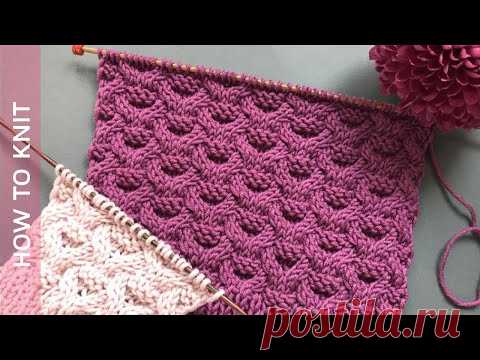 💗Красивый плотный узор из кос спицами [+схема] для вязания кардигана/шапки💗Beautiful knit stitch