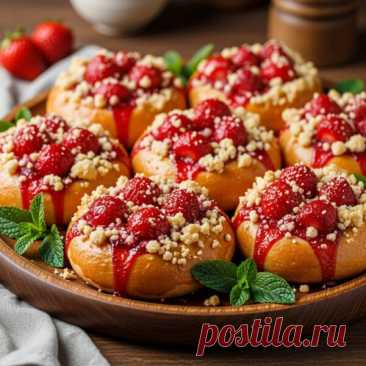 Ватрушки с клубникой и крамблом