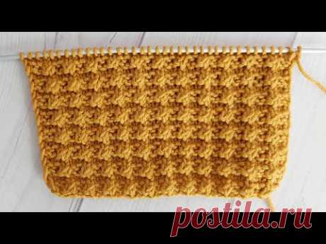 Простые узоры спицами. Красивый рельефный узор спицами шишечками без накидов . Узор 2