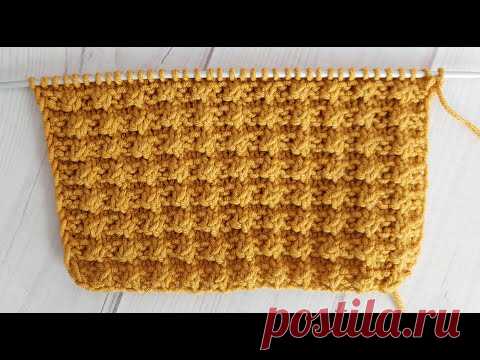 Простые узоры спицами. Красивый рельефный узор спицами шишечками без накидов . Узор 2