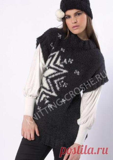 Женская вязаная туника с жаккардовым узором «Снежинка»