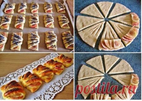Конвертики с яблоками из творожного теста | Любимые рецепты